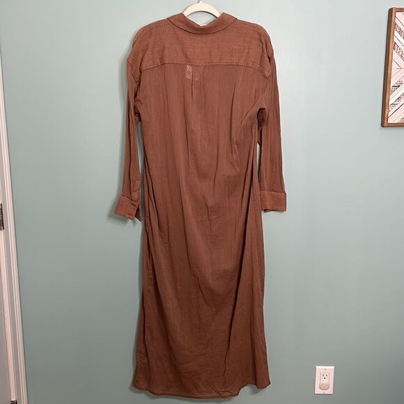 Free People My Soulmate Maxi Shirt Top Endless Summer Buttondown Cocoa NWT - Picture 11 of 12